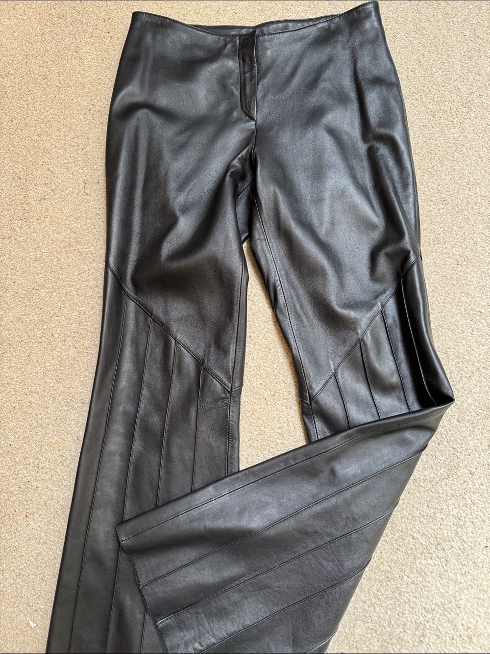 Gorgeous Vintage Vakko Black Leather Flare Boot Cut Pants-Like New!